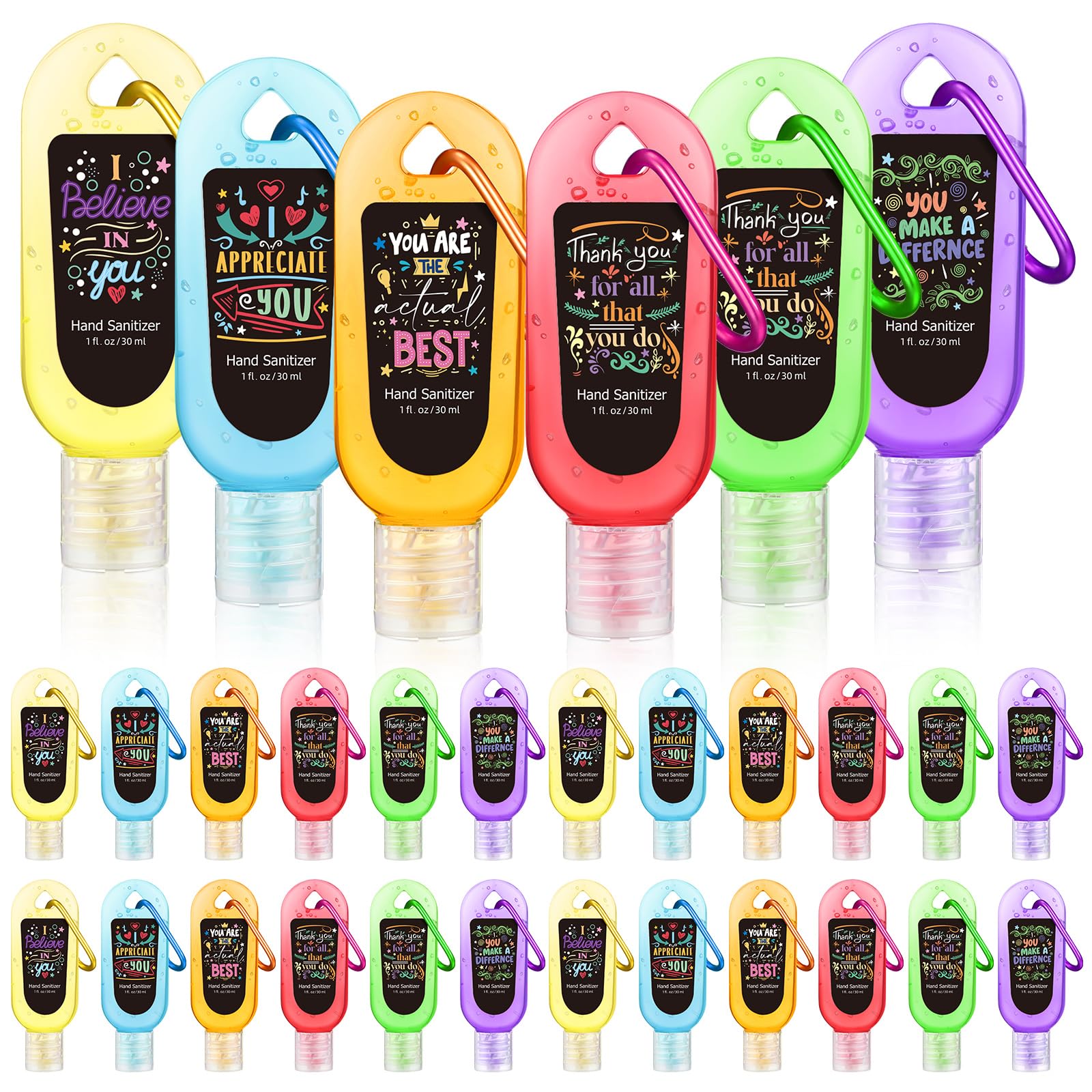 Sacubee Christmas hand sanitizer keychain 24-pack in festive designs for guests.