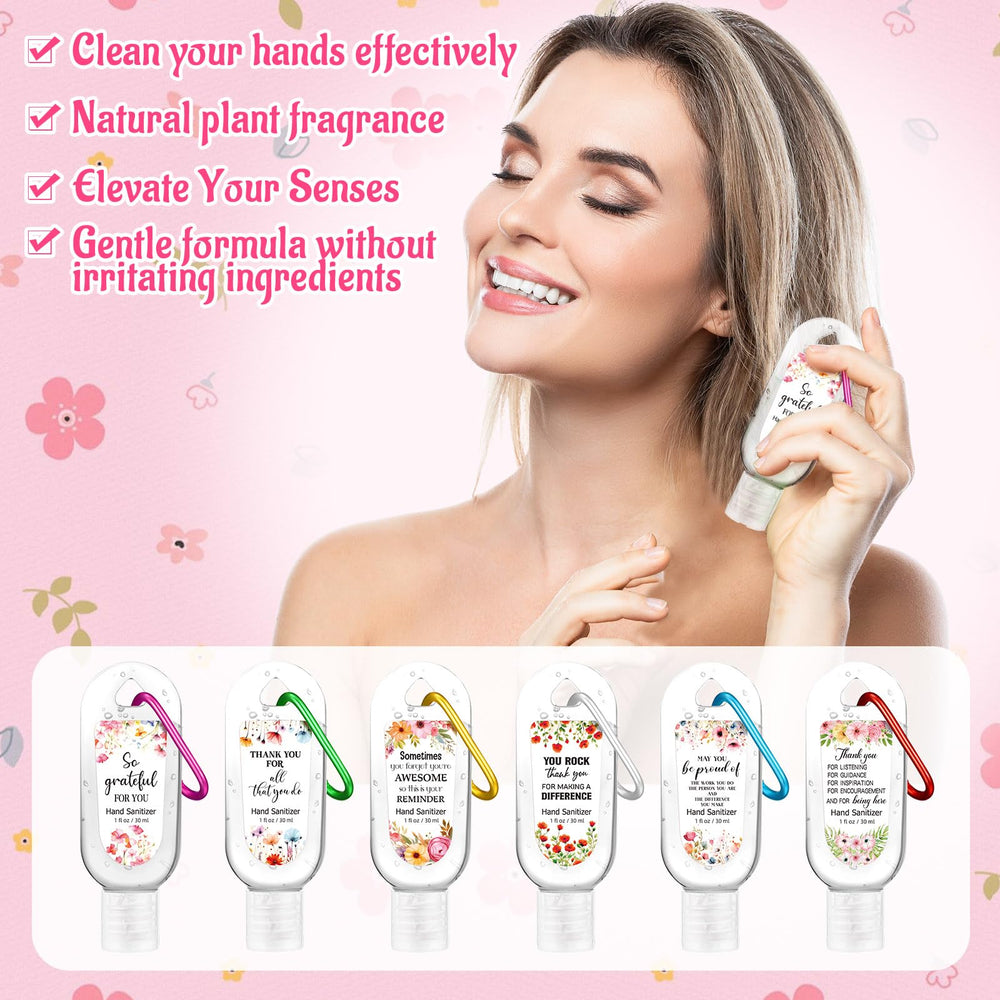 Sacubee peach hand sanitizer bottle on keychain ideal for travel.