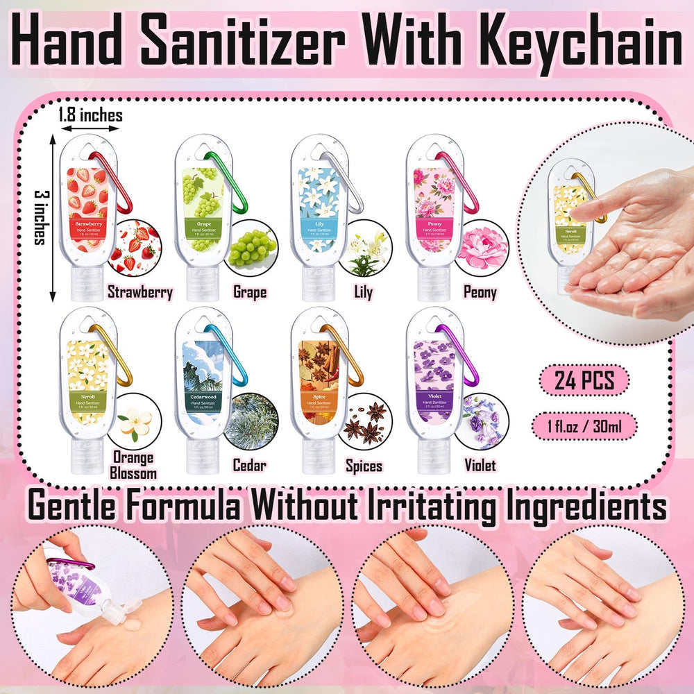 Sacubee violet scent hand sanitizer bottle with keychain for on-the-go cleansing
