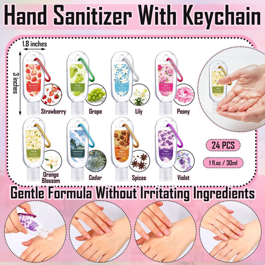 Sacubee violet scent hand sanitizer bottle with keychain for on-the-go cleansing