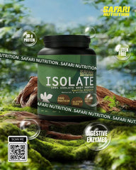 Ingredients panel emphasizes whey isolate-based blend and transparency.