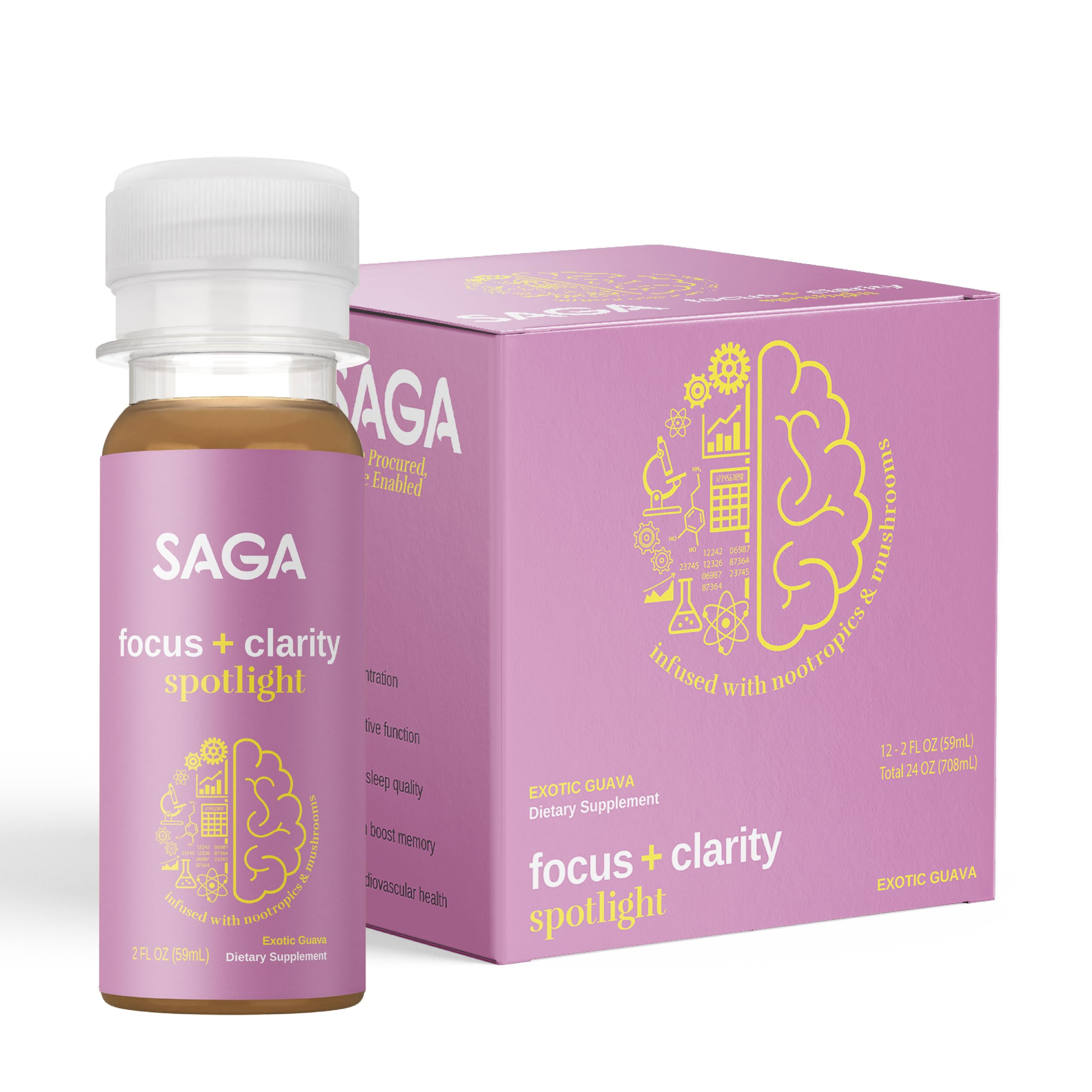SAGA Spotlight bottle pour highlighting ready-to-drink focus.