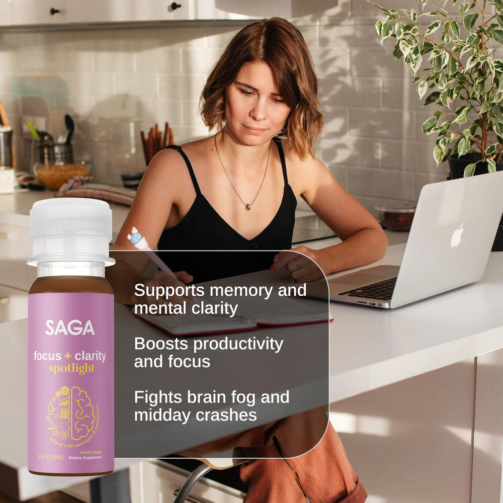Saga Spotlight pour stream capturing quick delivery of focus-enhancing ingredients.