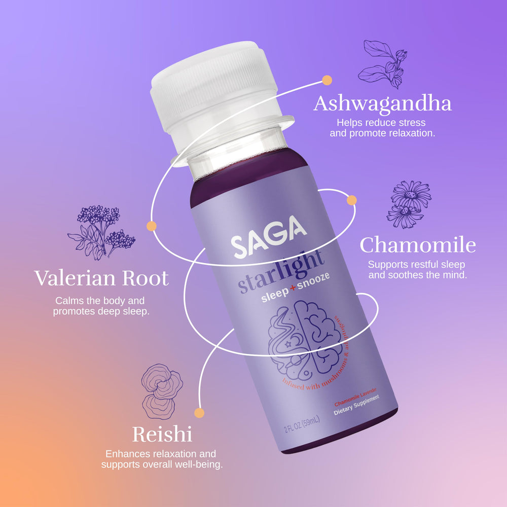 Saga Starlight shot being poured to illustrate travel-friendly evening ritual.