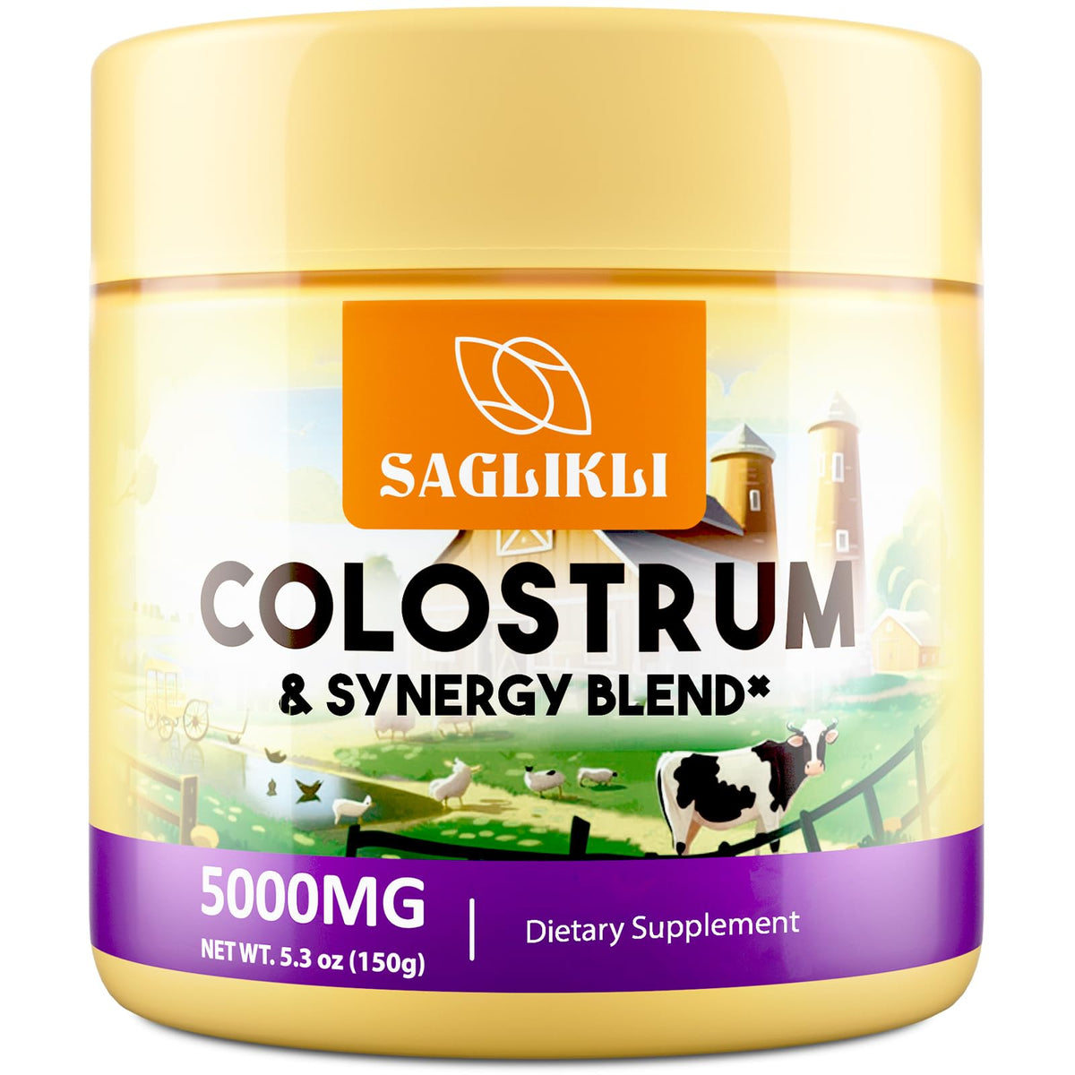 Saglikli colostrum powder bottle with 5000mg formula for daily gut wellness