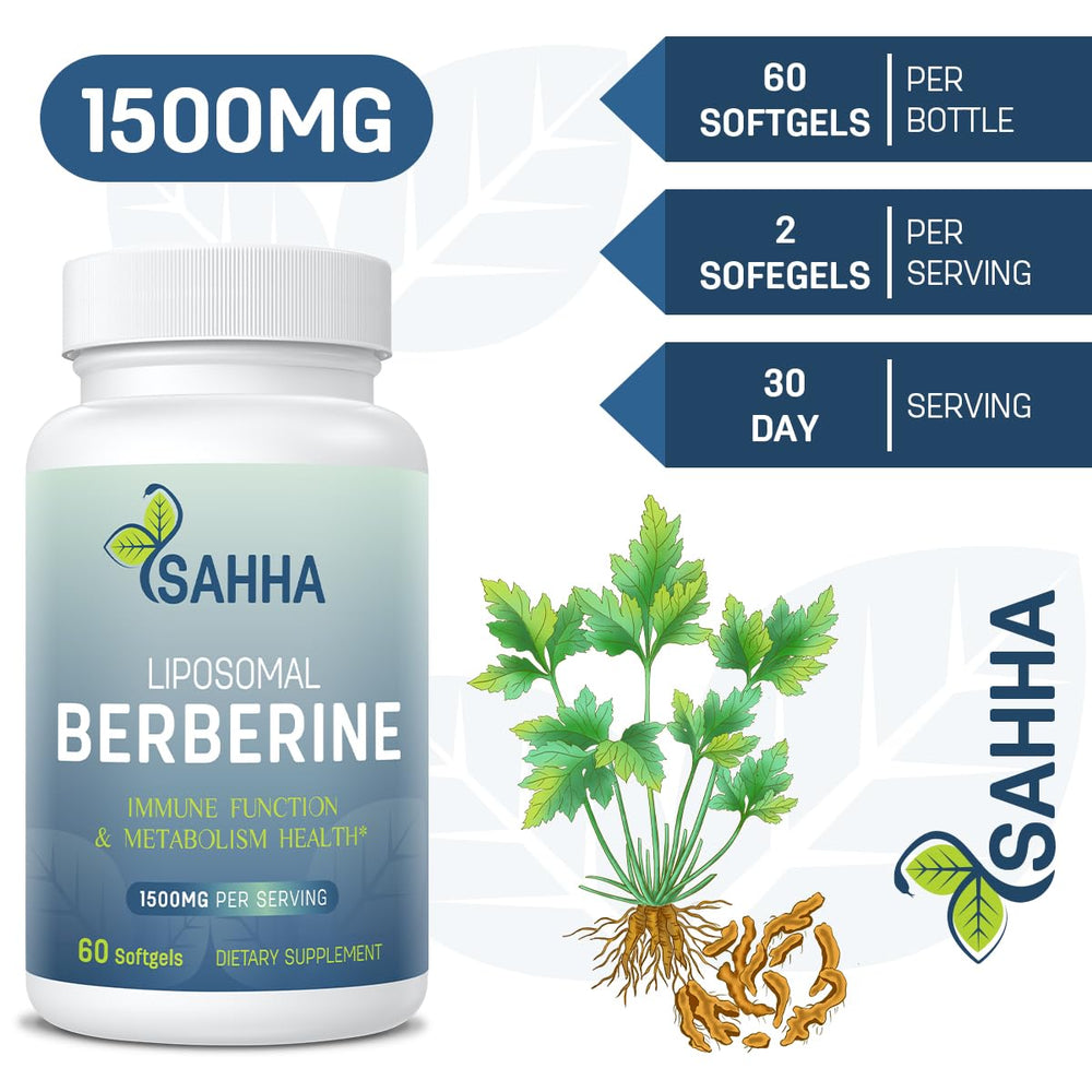Sahha liposomal berberine product shot highlights antioxidant-friendly formulation