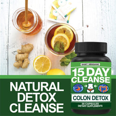 Saint Mingiano 15 Day Cleanse pills close-up showing capsules for routine support.
