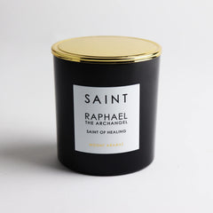 Saint Raphael candle with up to 50-hour burn time for extended ambiance.