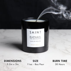 Saint Raphael soy coconut candle delivers clean burn with natural aroma.