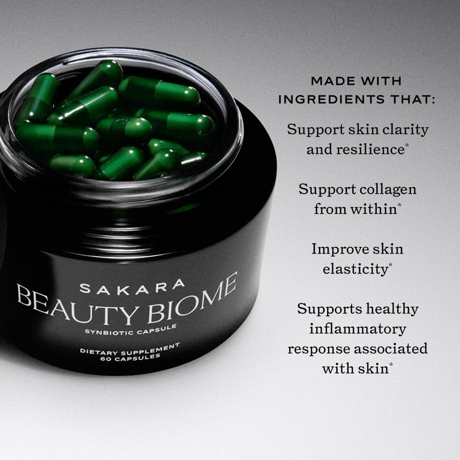 SAKARA Beauty Biome Dermaval polyphenols image emphasizes anti-collagen degradation support.