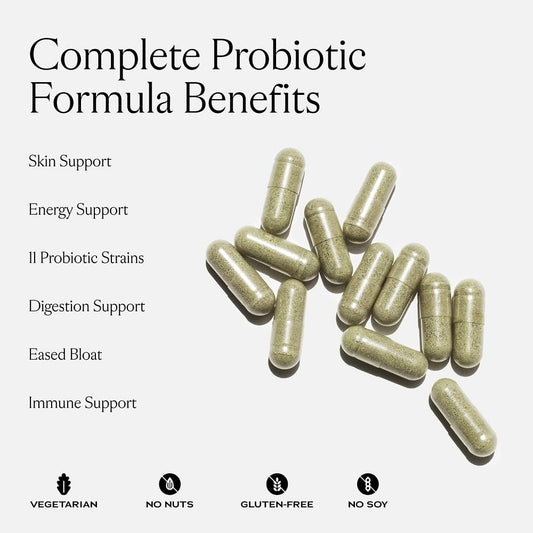 SAKARA Complete Probiotic capsules closeup highlighting 3B CFU per capsule.