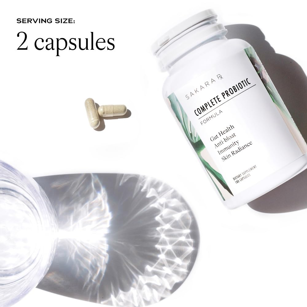 SAKARA Complete Probiotic label back details ingredients and benefits.