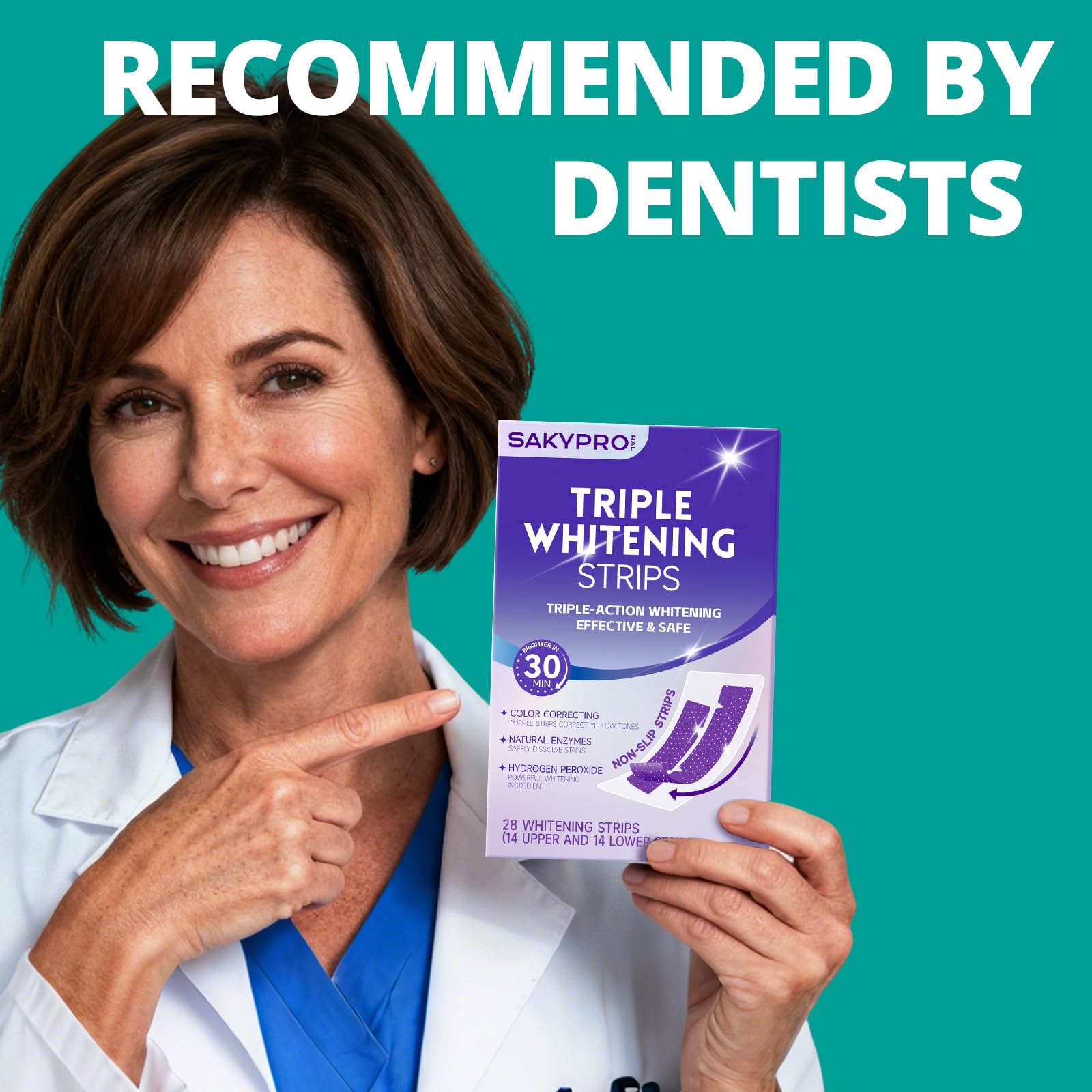 SAKYPRORAL papain enzyme helps maintain brightness for up to 90 days after whitening.