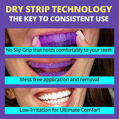 SAKYPRORAL upper and lower strips cover the full smile for even whitening.