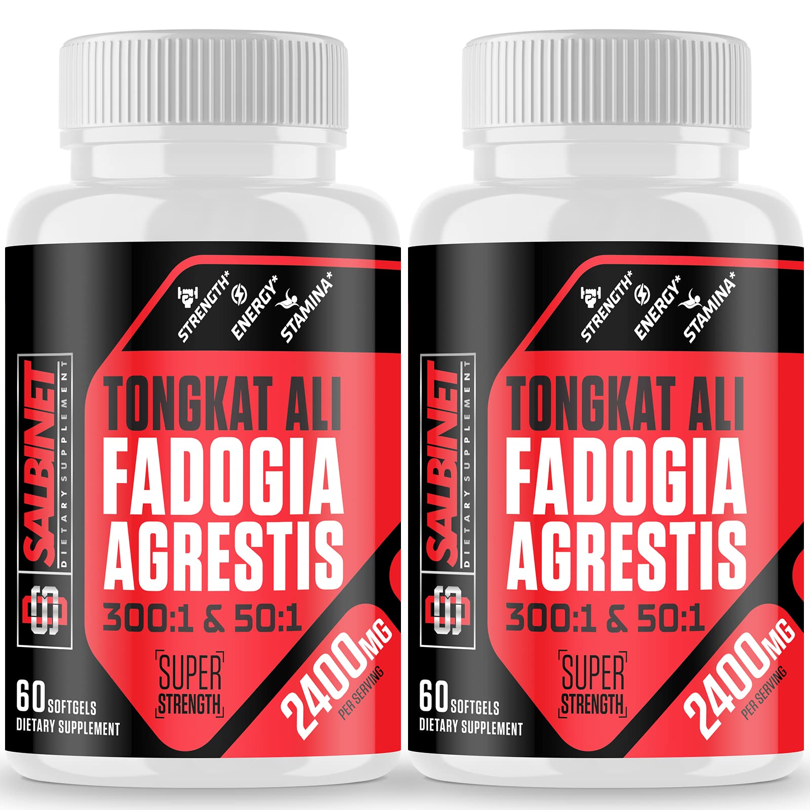 Salbinet Fadogia-Tongkat bottle front label for workout quality