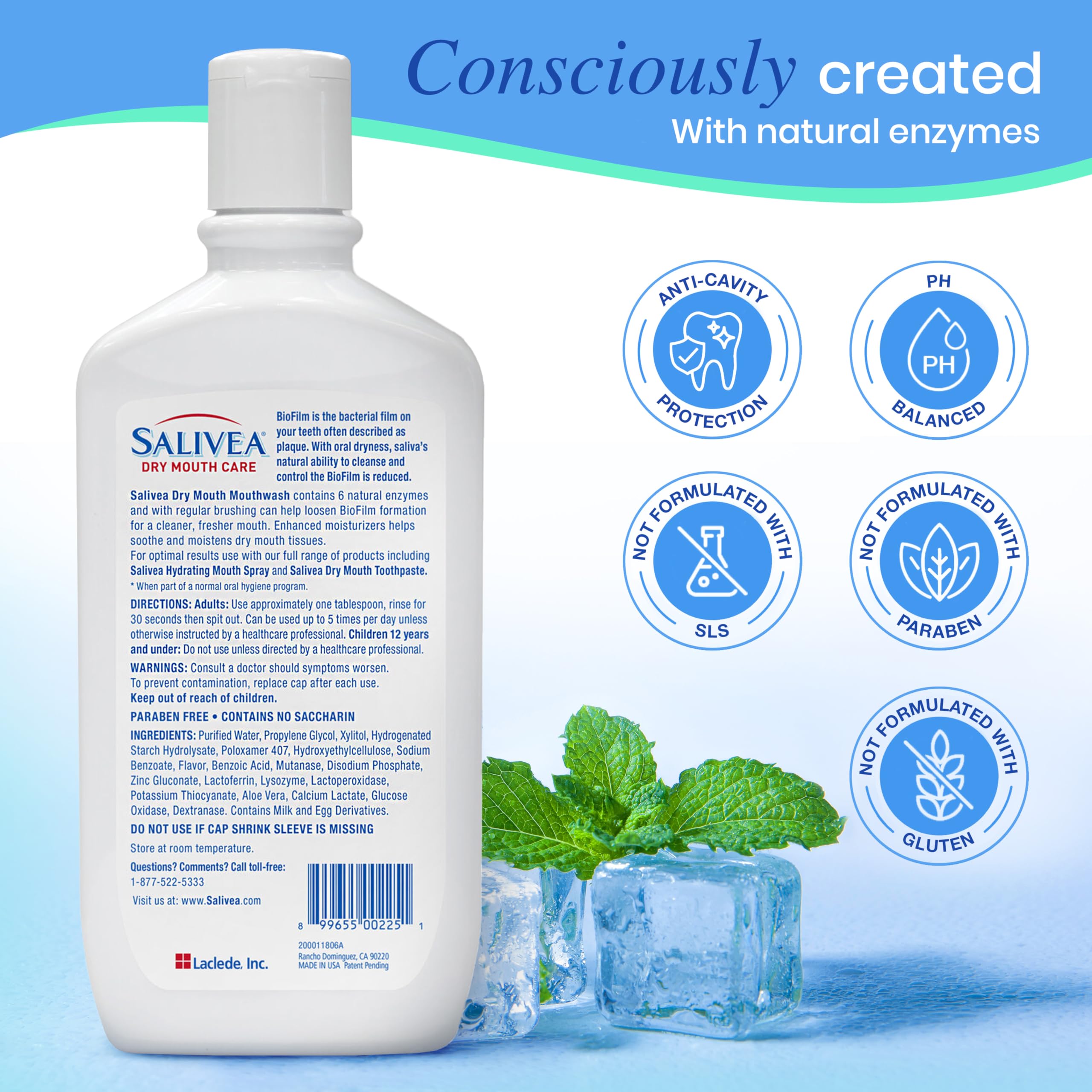 Salivea mint flavor mouthwash in a convenient two-pack for daily use.