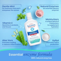 Salivea mouthwash in routine care demonstrating oral environment support.
