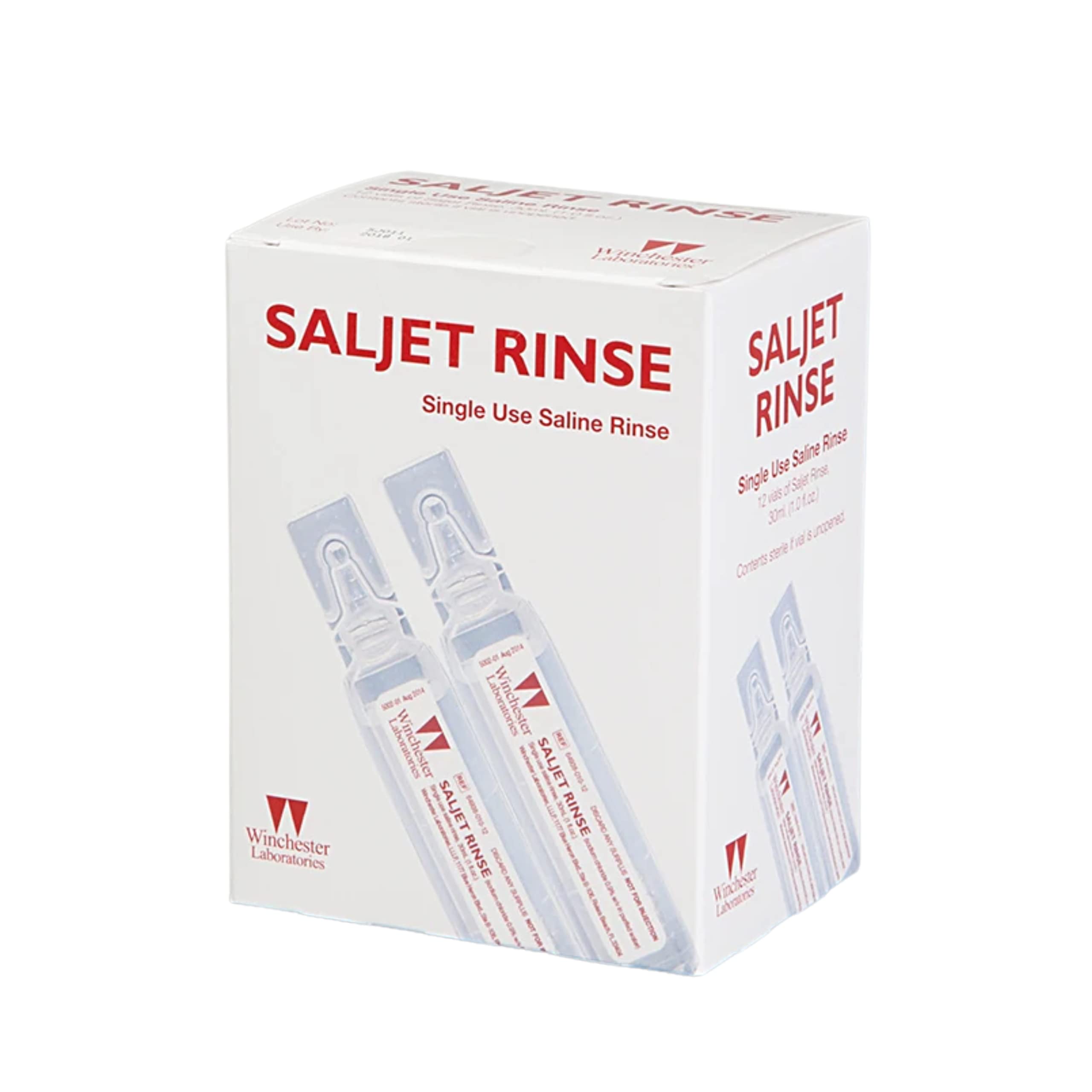 Saljet Wound Rinse unopened sterile packaging for safe on-the-go use.