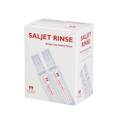 Saljet Wound Rinse unopened sterile packaging for safe on-the-go use.