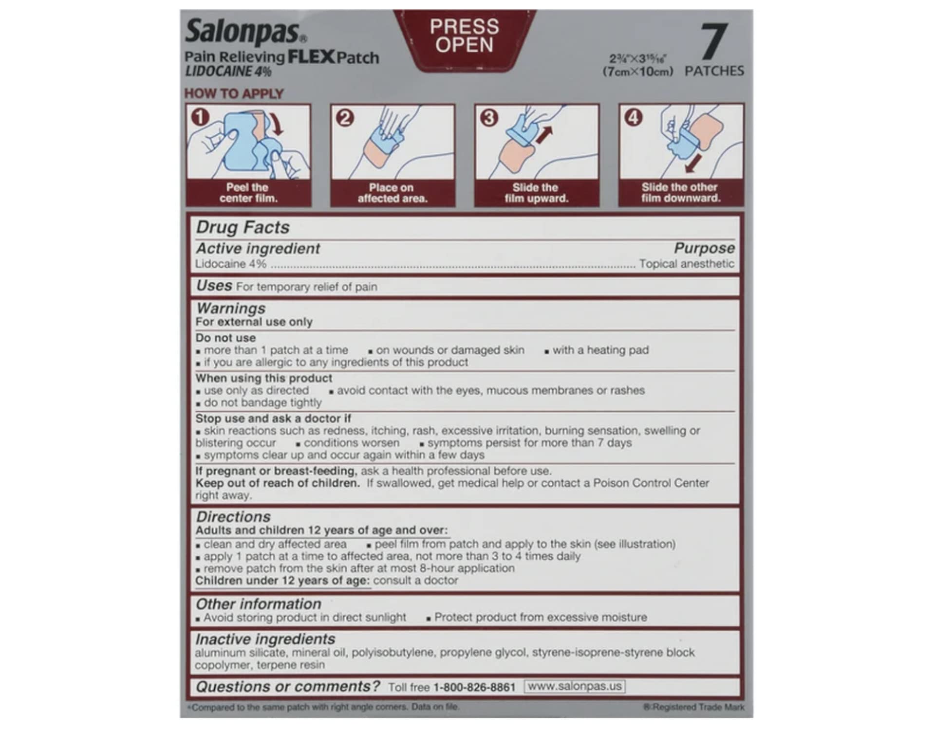 Salonpas patches contour to shoulders, knees, and back for targeted comfort.