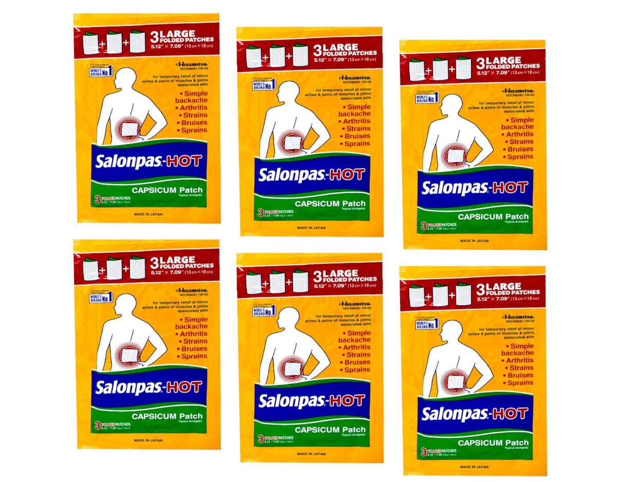 Salonpas hot capsicum patch box image, convenient packaging for quick relief