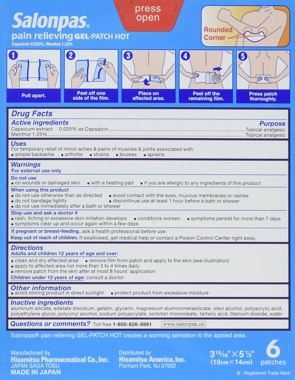 Salonpas hot gel-patch applied to shoulder for localized warmth