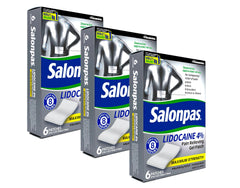Salonpas lidocaine gel patch application shows targeted numbing relief.