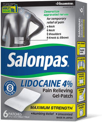 Salonpas LIDOCAINE patch ready for up to eight hours of wear