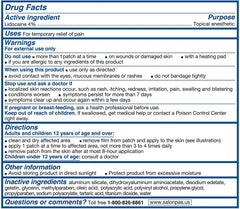 Salonpas LIDOCAINE patch applied to back for targeted numbness