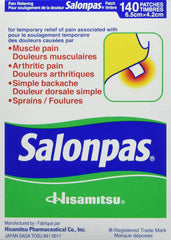 Salonpas patch closeup adhesive edge highlights secure, mess-free wear.
