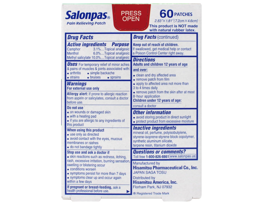 Salonpas patch on neck providing targeted relief