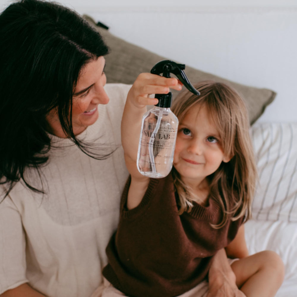 Salt Lab Kids Magnesium Oil Spray applied to skin before bedtime supports a calm routine