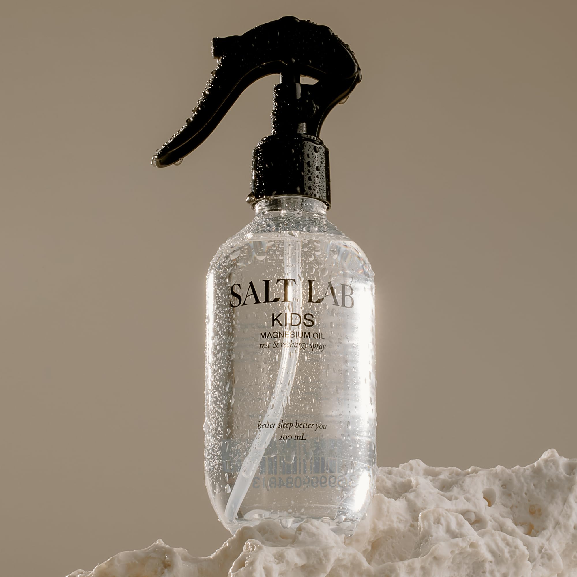 Salt Lab Kids Magnesium Oil Spray fragrance-free bottle promotes neutral experience