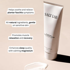 Salt Lab Magnesium Muscle Repair Cream texture close-up shows fast absorption and non-greasy feel