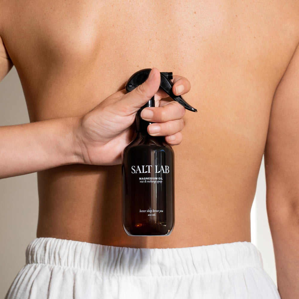 Salt Lab Magnesium Oil Spray designed for athletic recovery and use.