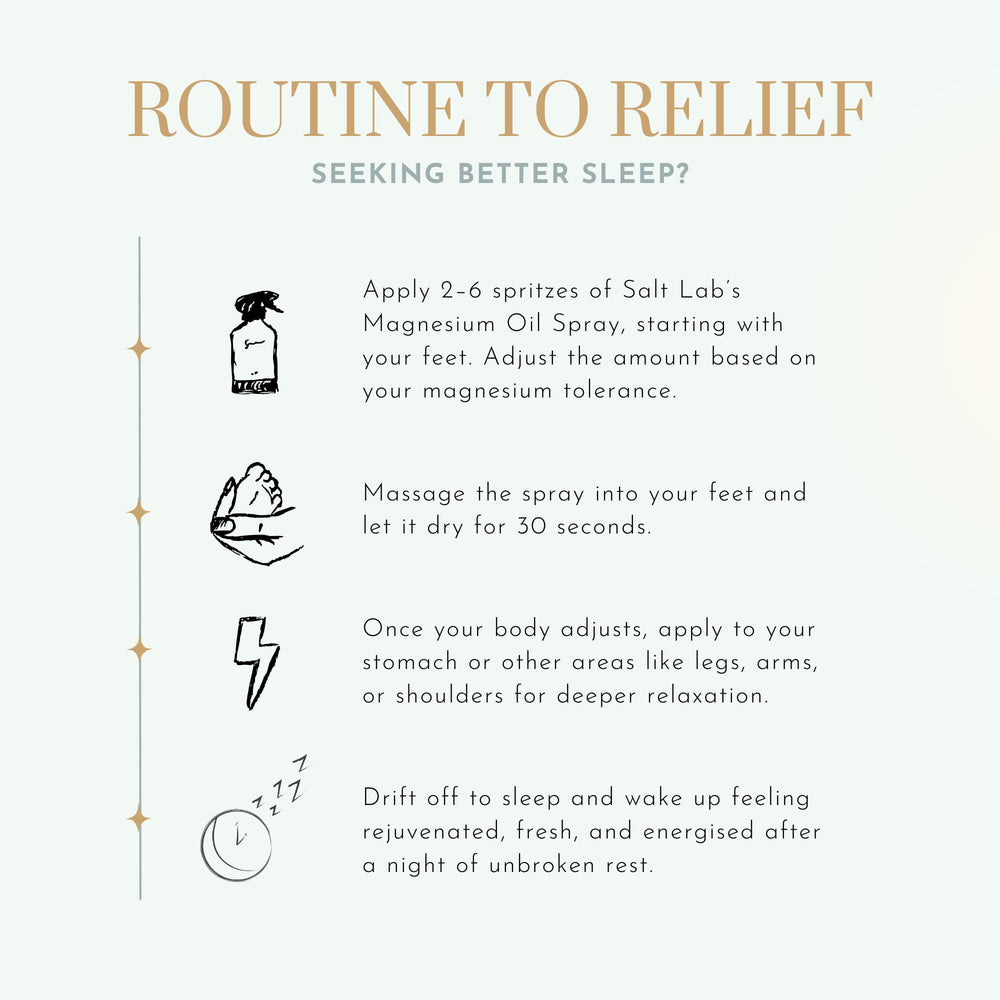 Salt Lab Magnesium Oil Spray for night use and relaxation.