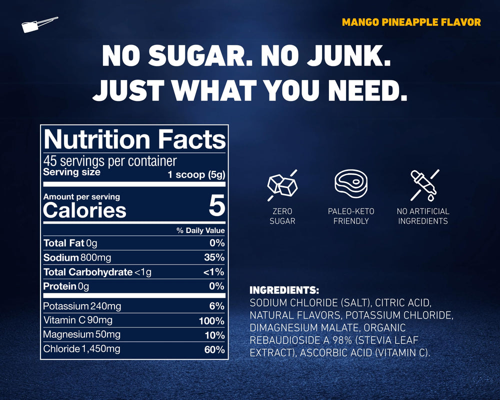 Saltivate High Sodium Electrolytes jar closeup with 45 servings text