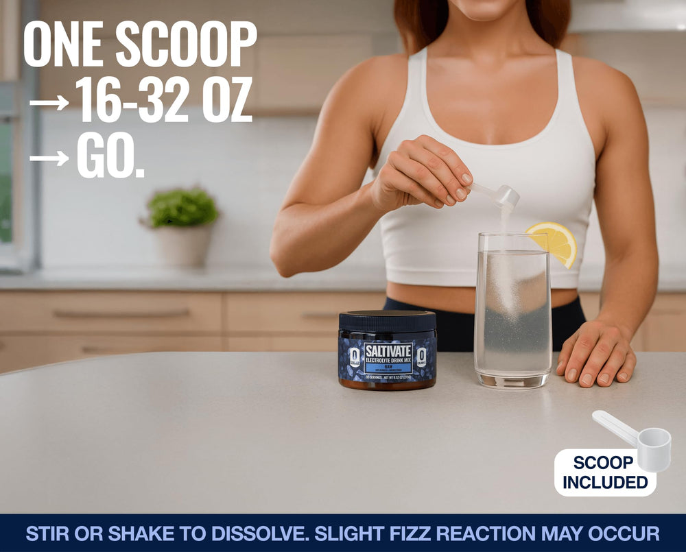 Saltivate Raw Electrolytes bulk jar emphasizing 90 servings for long-term use