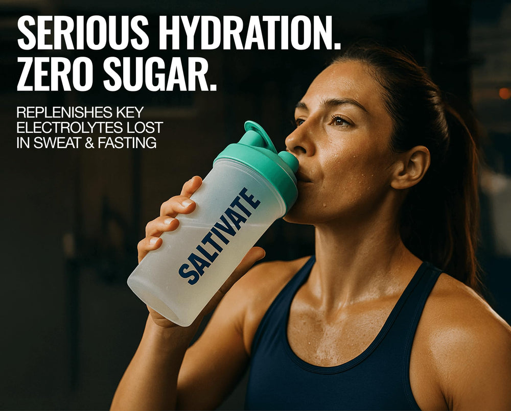 Saltivate Raw Electrolytes powder scoop highlights measured servings for control
