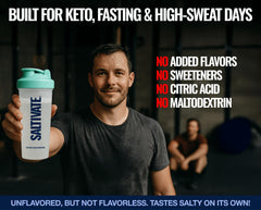 Saltivate Raw Electrolytes in water demonstrates the salty flavor with no additives