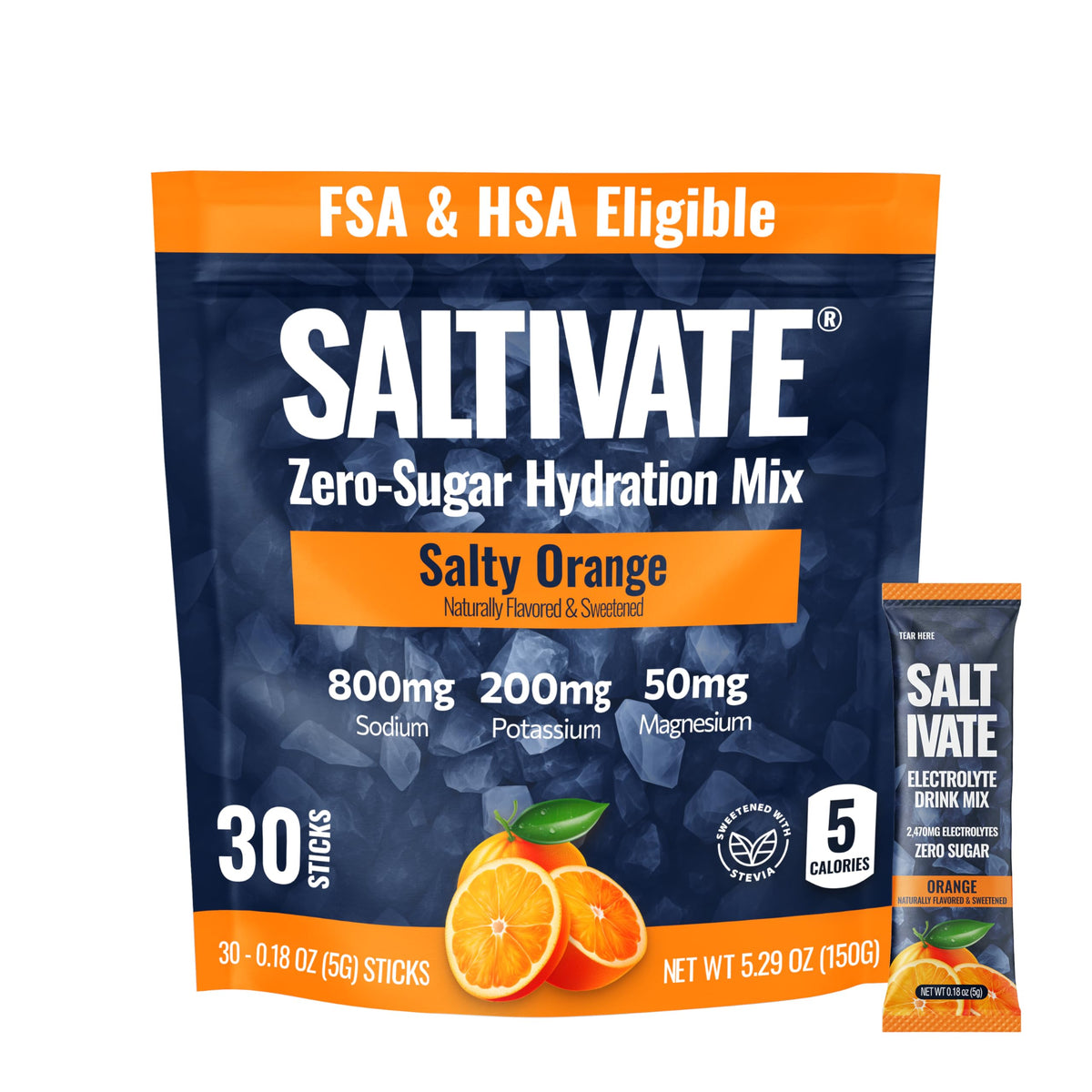 Saltivate salty orange electrolytes box front for travel hydration