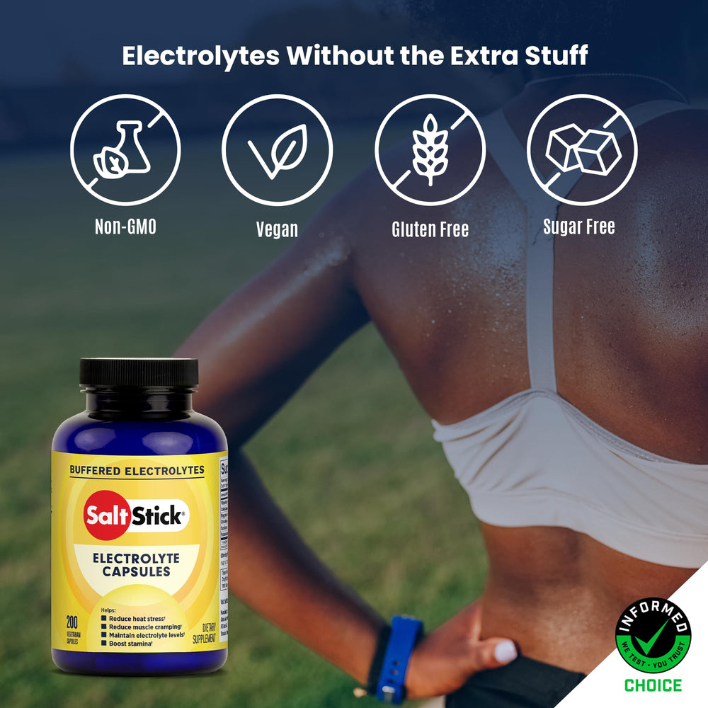 SaltStick electrolyte capsules running during a workout for quick hydration.
