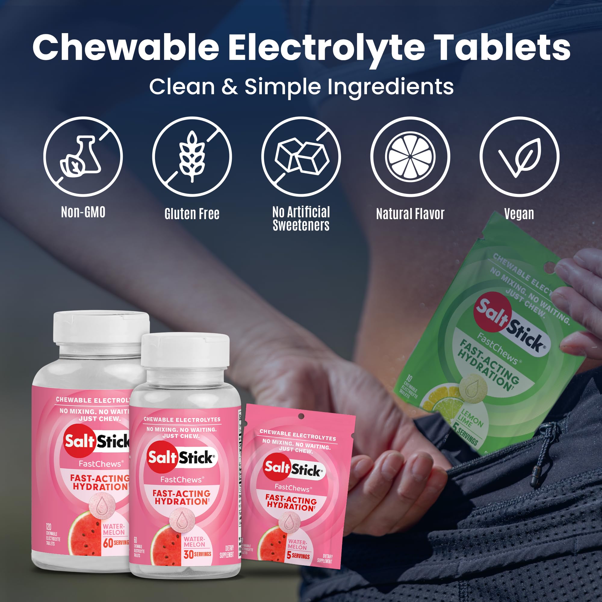SaltStick Electrolyte FastChews flavor release during quick-dissolve action