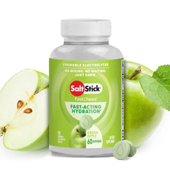 SaltStick Electrolyte FastChews green apple bottle for on the go hydration