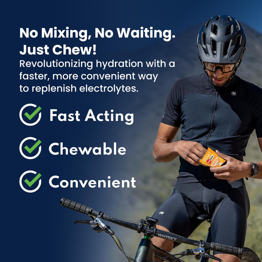 SaltStick FastChews tablets close-up, ready for quick hydration during workouts.