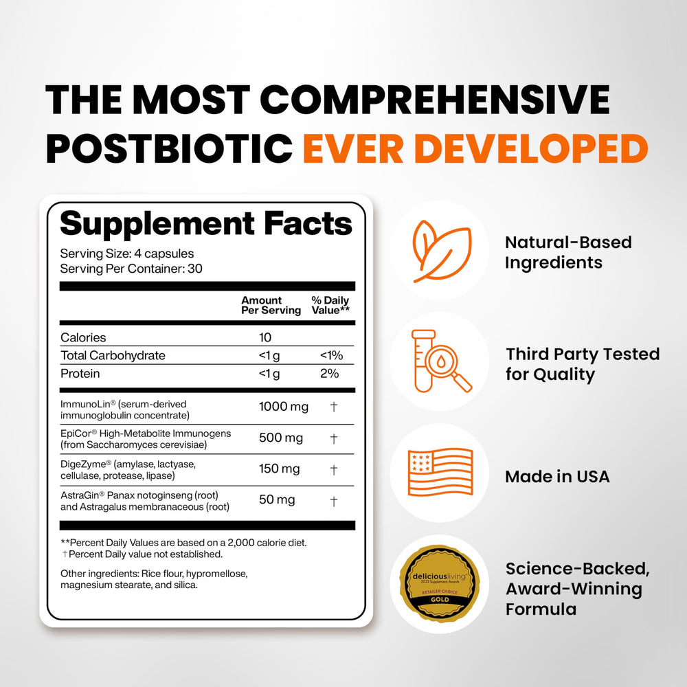SaltWrap Gut Clinic label close-up detailing ImmunoLin and EpiCor ingredients
