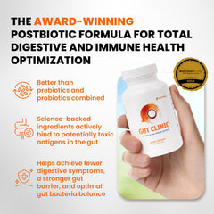 SaltWrap Gut Clinic packaging highlighting bloating relief and science-backed postbiotics