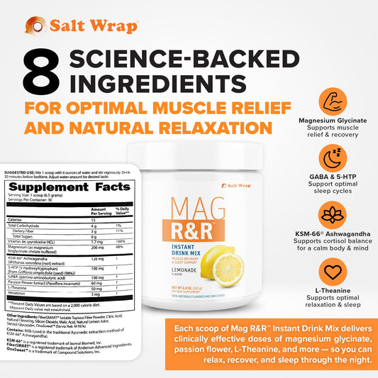 SaltWrap Mag R&amp;R glass stir showing relaxing nighttime preparation