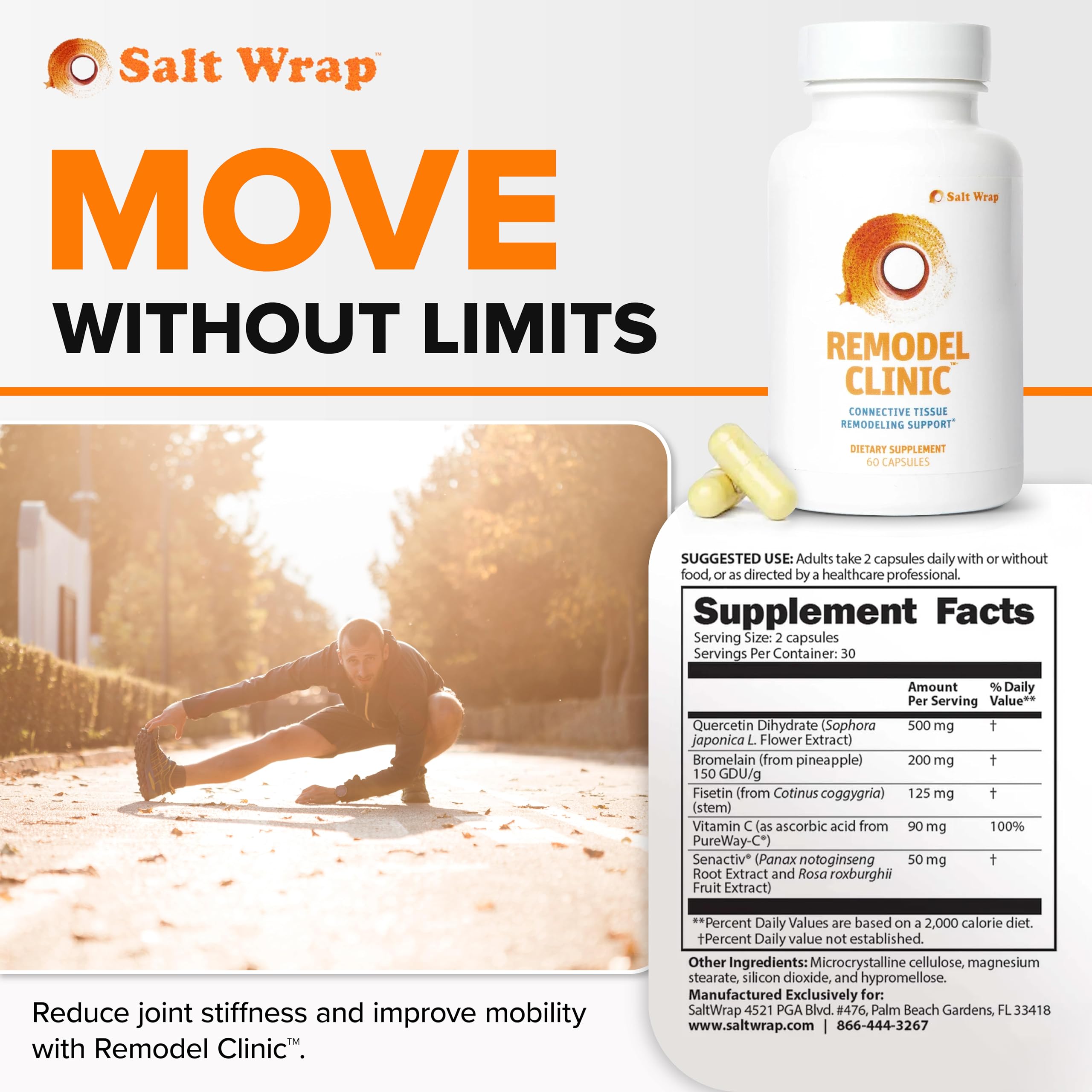 SaltWrap Remodel Clinic capsules ready for daily joint care
