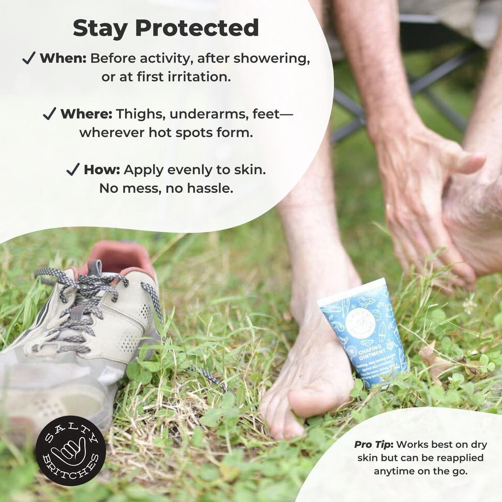 Salty Britches weather-resistant formula forms a protective barrier on skin